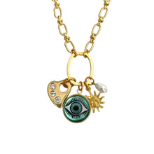 Load image into Gallery viewer, Blue Eye Charmed Necklace W/ Removable Charms
