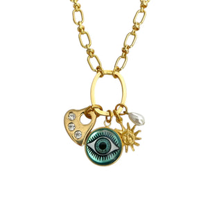 Blue Eye Charmed Necklace W/ Removable Charms