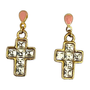 Pink Cross Earrings