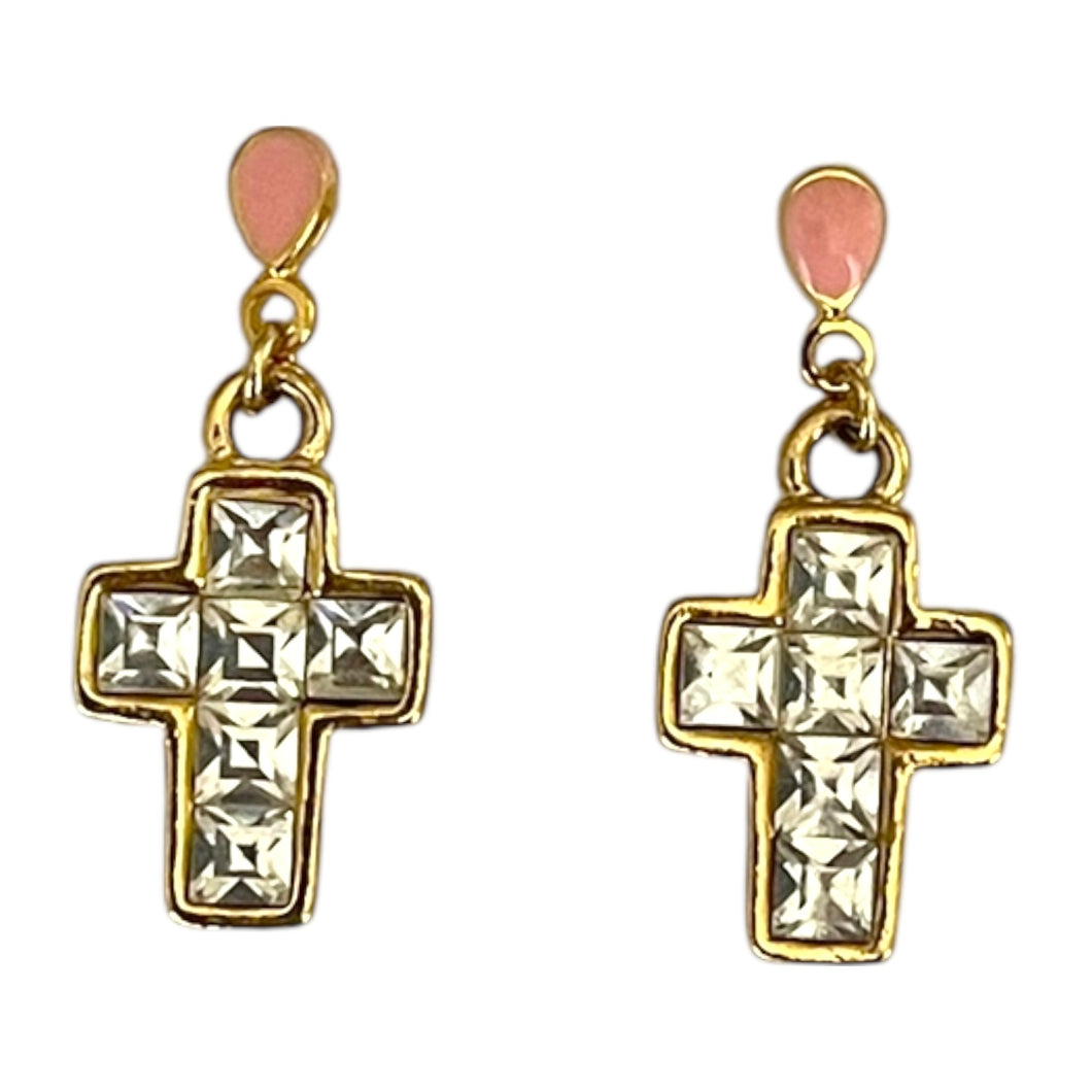 Pink Cross Earrings