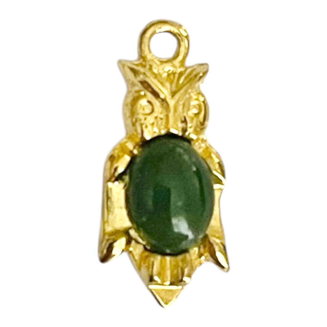Single Charm - Green Stone Belly Owl