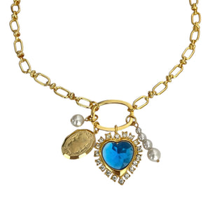 Blue Heart Charm Holder Necklace