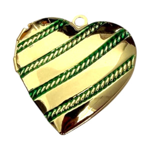 Single Charm - Green Stripe Heart Locket