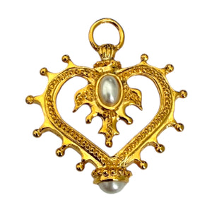 Single Charm - Filigree Pearl Heart