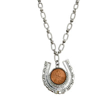 Load image into Gallery viewer, Silver Horseshoe Penny Necklace
