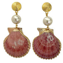 Load image into Gallery viewer, Shell + Pearl Earrings #4
