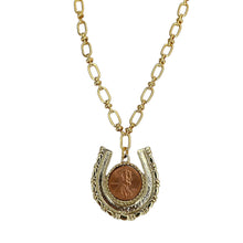 Load image into Gallery viewer, Gold Horseshoe Penny Necklace
