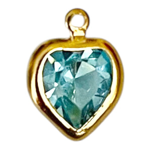 Single Charm - Aqua Crystal Heart Drop