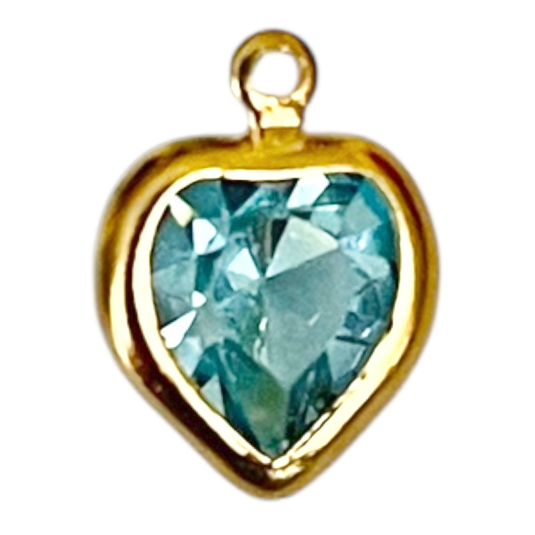 Single Charm - Aqua Crystal Heart Drop