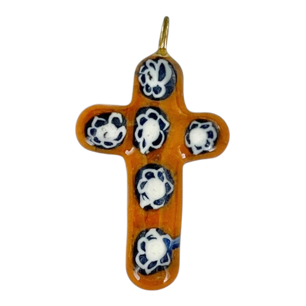 Single Charm - Orange Murano Cross