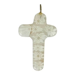 Single Charm - White Murano Cross