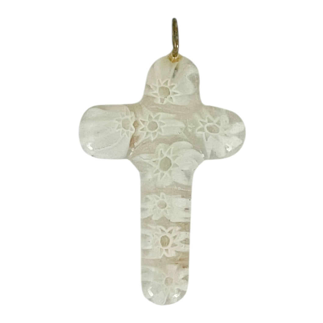 Single Charm - White Murano Cross