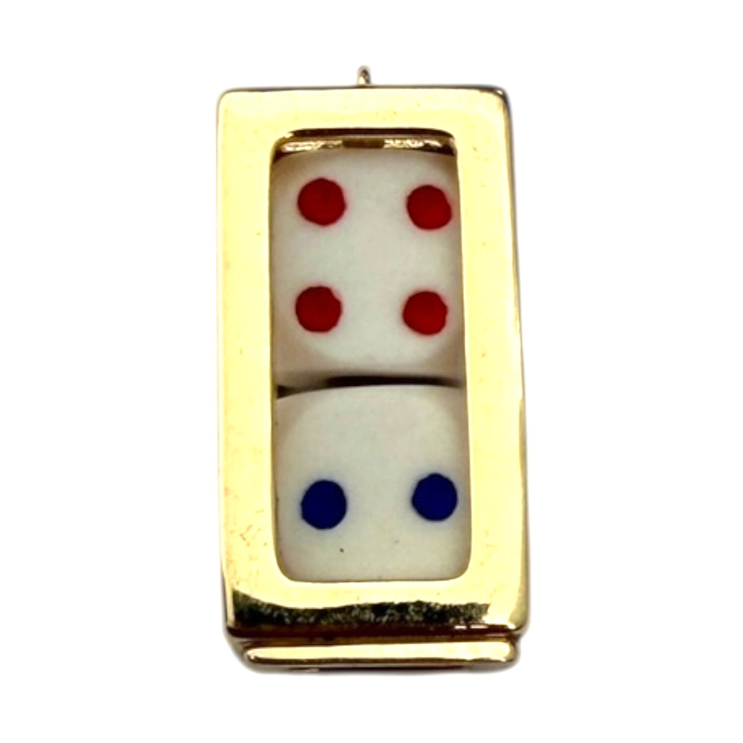 Single Charm - Gold Dice in Cage