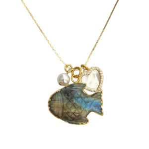 Labradorite Fish Adjustable Length Necklace