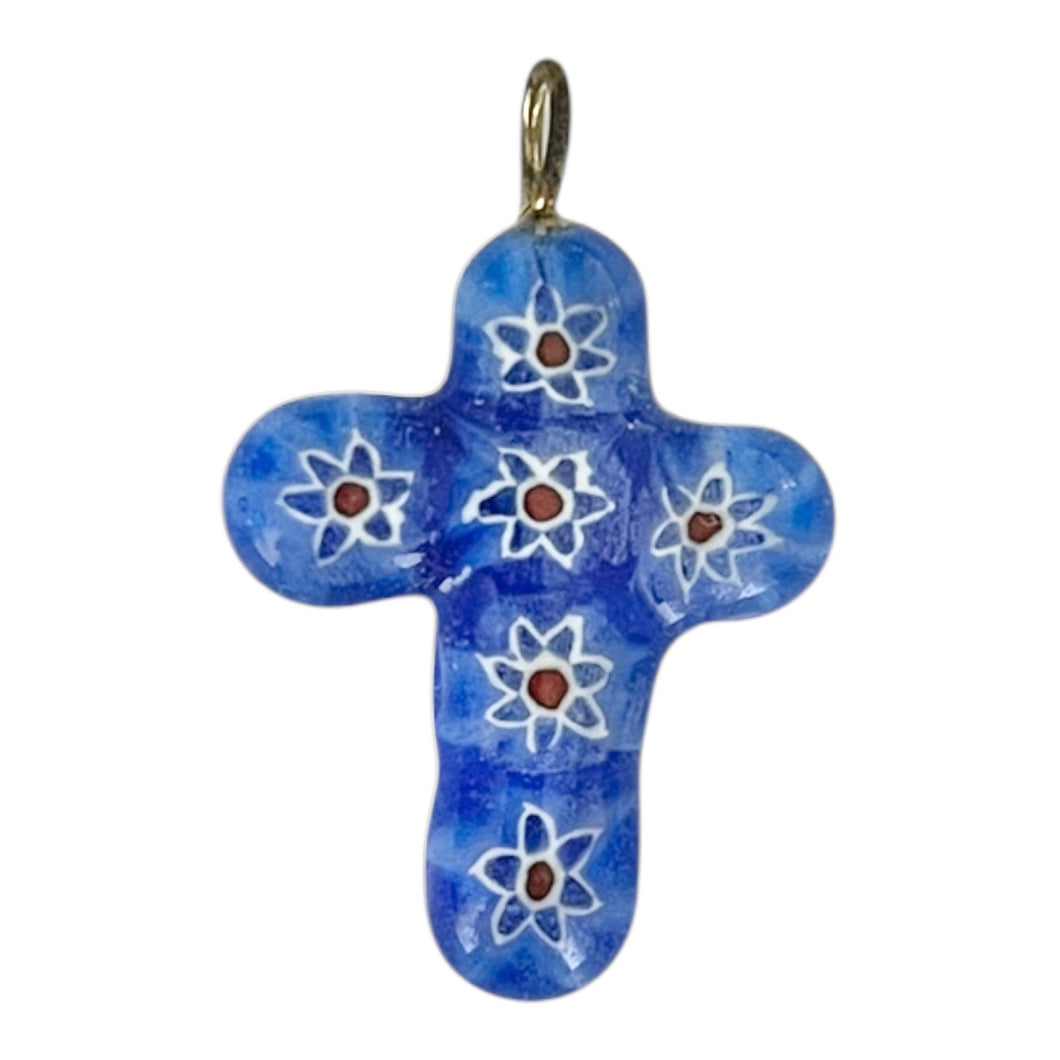 Single Charm - Royal/Red Murano Cross