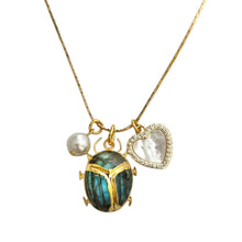 Load image into Gallery viewer, Labradorite Beetle Adjustable Length Necklace
