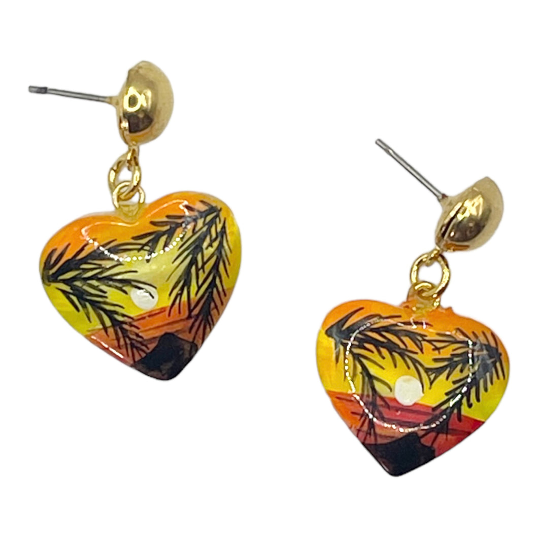 Shell Heart Painted Earrings