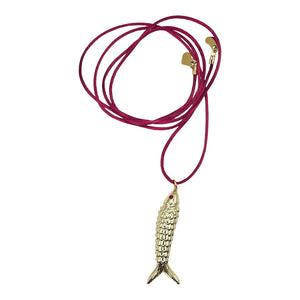 Fish Charm Silk Necklace