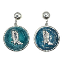 Load image into Gallery viewer, Silver Enamel Boot Earrings
