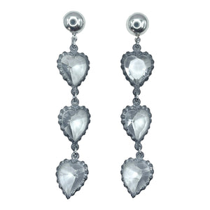 Silver Triple Hearts Earrings