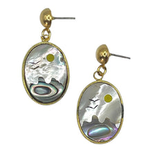 Load image into Gallery viewer, Mother of Pearl Mountain Scene Earrings
