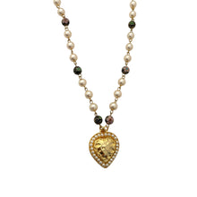 Load image into Gallery viewer, Cloisonné Pearly Heart Necklace
