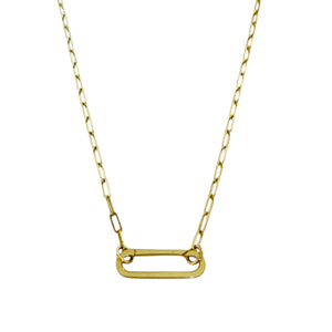 14k Gold Paperclip Charm Holder Necklace - 18in