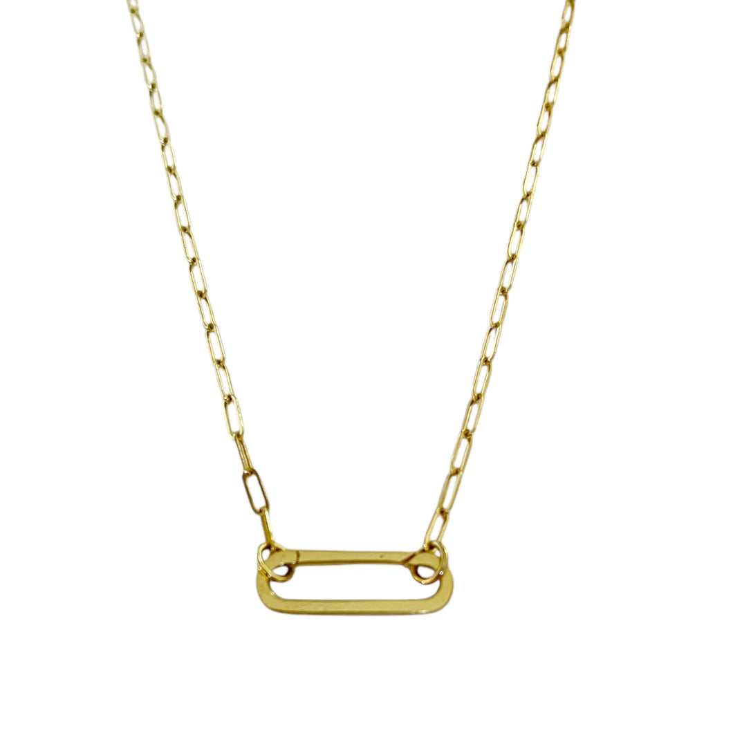 14k Gold Paperclip Charm Holder Necklace - 18in