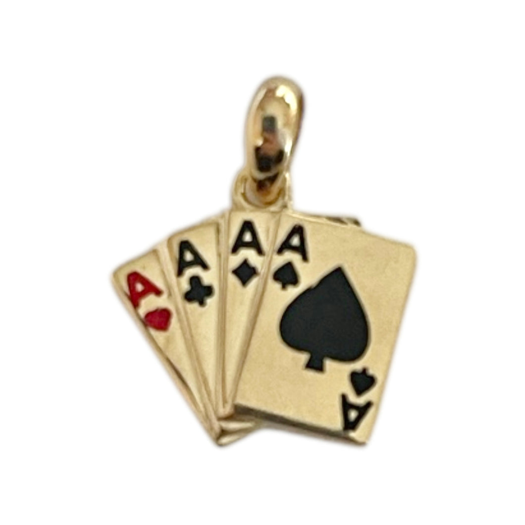 14k Poker Cards Charm