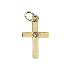 Load image into Gallery viewer, 14k + Diamond Cross Charm
