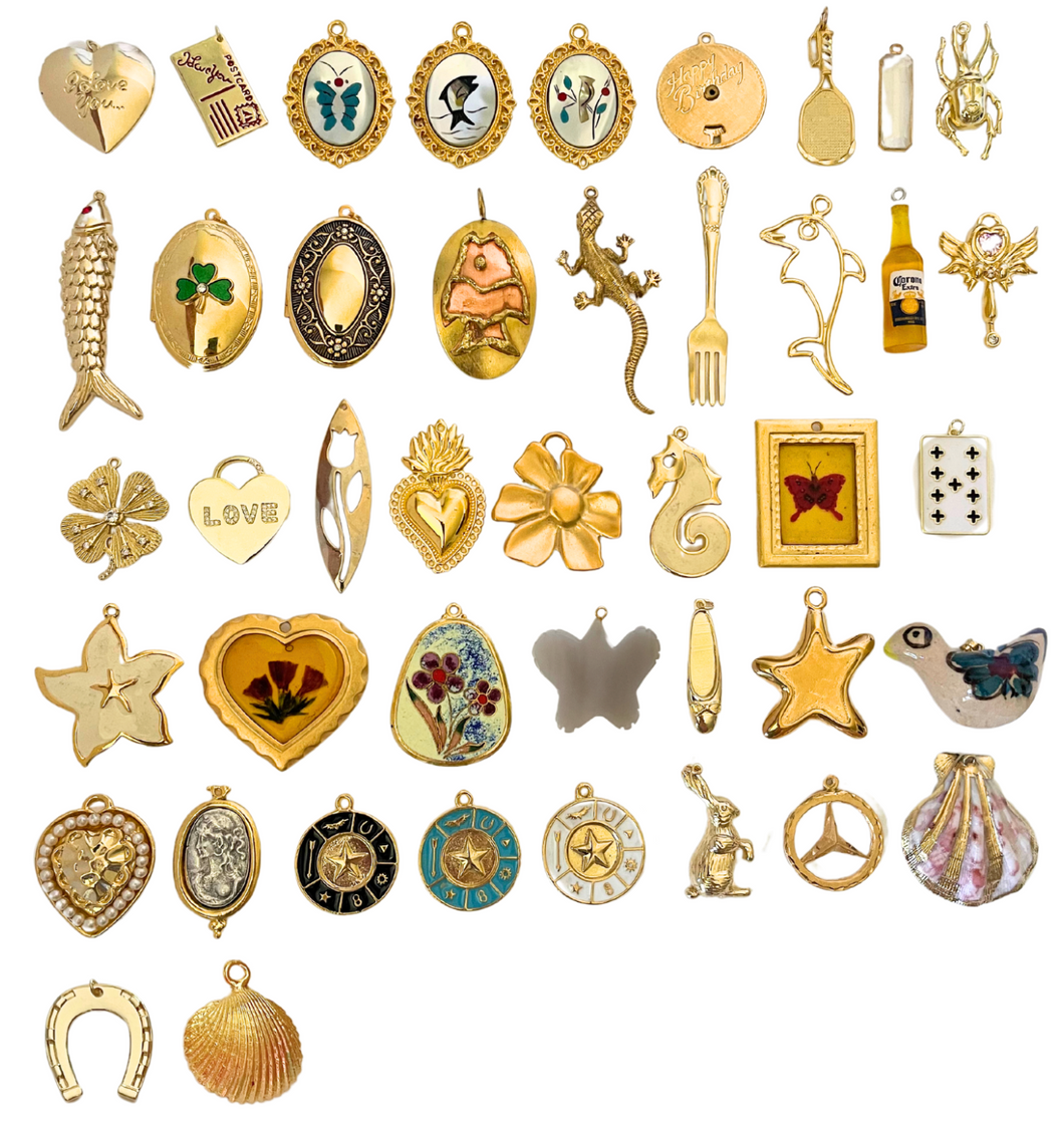 Gold picture charms discount