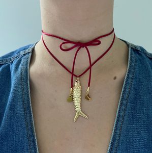 Fish Charm Silk Necklace