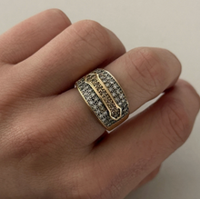 Load image into Gallery viewer, Vintage Pavé 14k + Diamond Cigar Ring (Sz 7)
