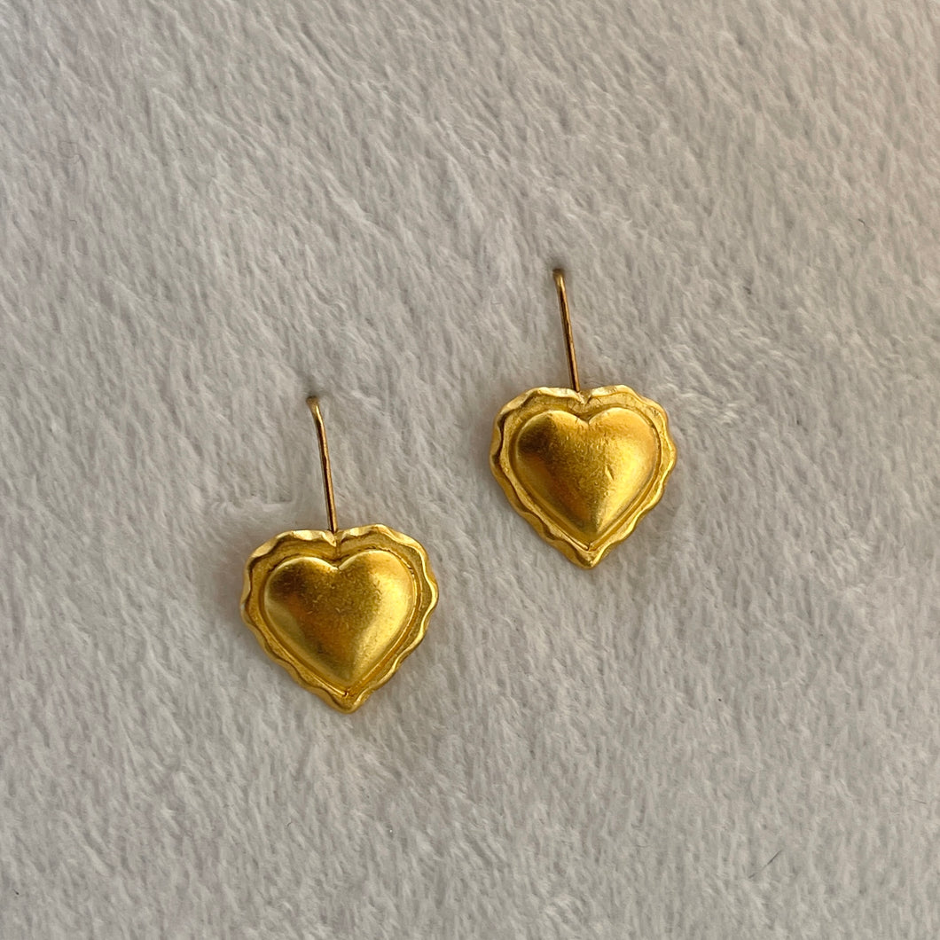 Vintage 70s/80s Gold Plated Heart Earrings